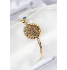 316L Çelik Nazar Boncuk Detaylı Hayat Ağacı Model İtalyan Zincir Gold Renk Kadın Bileklik