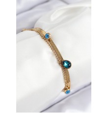 316L Çelik Nazar Boncuk Detaylı Mavi Zirkon Taşlı Model İtalyan Zincir Gold Renk Kadın Bileklik