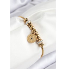 316L Çelik Zirkon Taşlı Göz Charm Model Gold Renk Kadın Bileklik