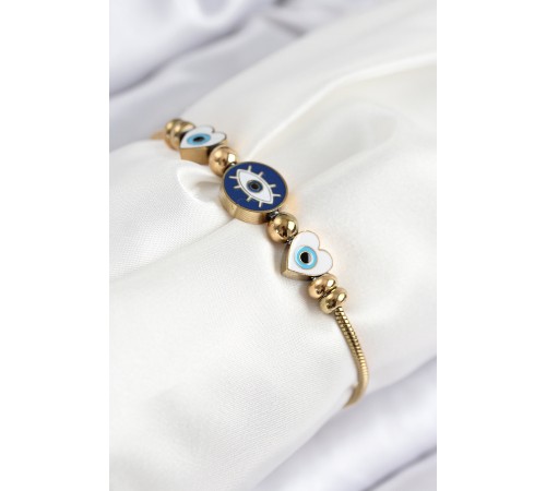 316L Çelik Göz Charm Model Gold Renk Kadın Bileklik