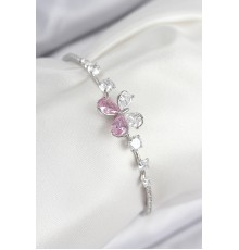 Pirinç Zirkon Taşlı Kelebek Model Gümüş Renk Kadın Bileklik