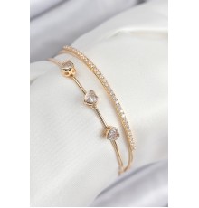 Pirinç Zirkon Taşlı Kalp Model Gold Renk Kadın Bileklik