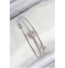 Pirinç Zirkon Taşlı Baget Model Gümüş Renk Kadın Bileklik