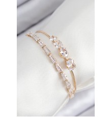 Pirinç Zirkon Taşlı Su Yolu Model Gold Renk Kadın Bileklik