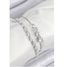 Pirinç Zirkon Taşlı Su Yolu Model Gümüş Renk Kadın Bileklik