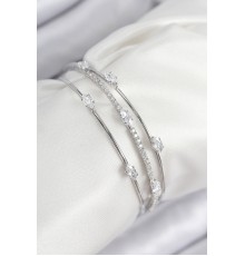 Pirinç Zirkon Taşlı Su Yolu Model Gümüş Renk Kadın Bileklik