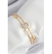 Pirinç Zirkon Taşlı Pırlanta Model Gold Renk Kadın Bileklik