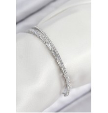 Pirinç Zirkon Taşlı Su Yolu Model Gümüş Renk Kadın Bileklik