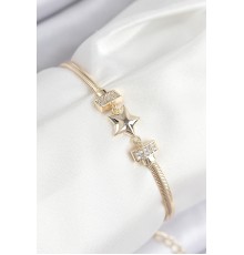 Pirinç Zirkon Taşlı Yıldız Model Gold Renk Kadın Bileklik