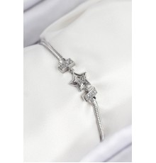 Pirinç Zirkon Taşlı Yıldız Model Gümüş Renk Kadın Bileklik