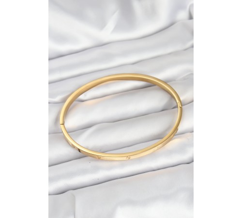 316L Çelik Gold Renk 65 mm İnce Kadın Kelepçe Bileklik