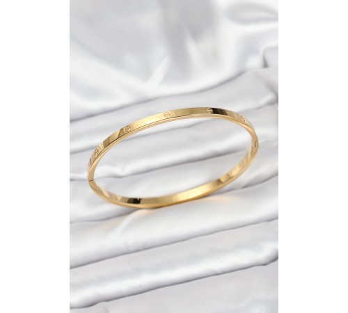 316L Çelik Gold Renk 65 mm İnce Kadın Kelepçe Bileklik