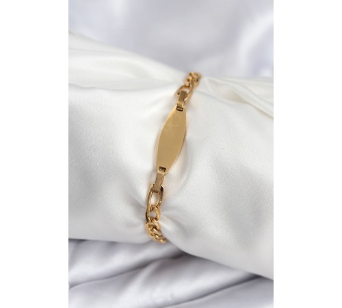 316L Çelik Gold Renk Oval Yazı Yazmaya Uygun Kadın Bileklik