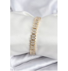 Pirinç VIP Seri Gold Renk Zirkon Taşlı Kadın Bileklik