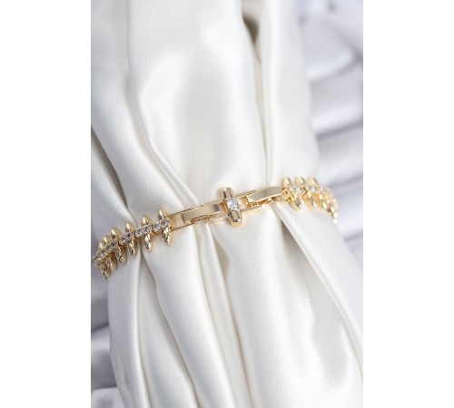 Pirinç VIP Seri Gold Renk Sıralı Damla Model Kadın Bileklik