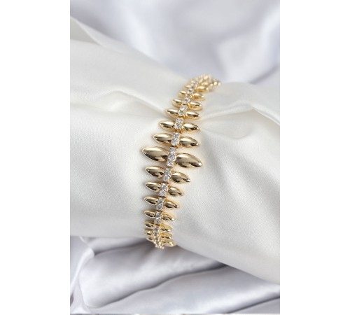 Pirinç VIP Seri Gold Renk Sıralı Damla Model Kadın Bileklik
