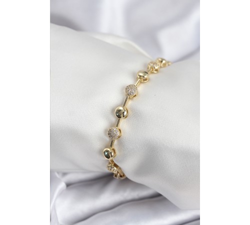 Pirinç VIP Seri Gold Renk Topçuk Model Kadın Bileklik