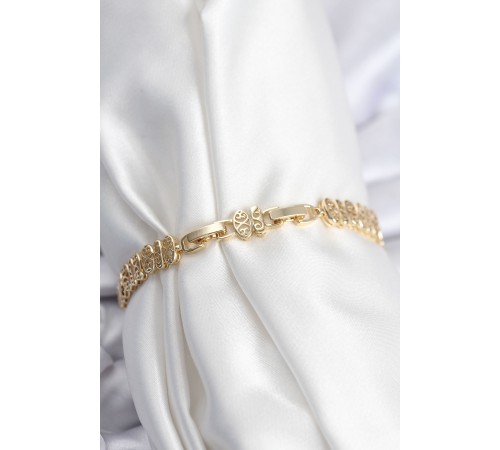 Pirinç VIP Seri Gold Renk Oval Sıralı Kadın Bileklik