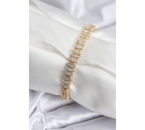 Pirinç VIP Seri Gold Renk Oval Sıralı Kadın Bileklik