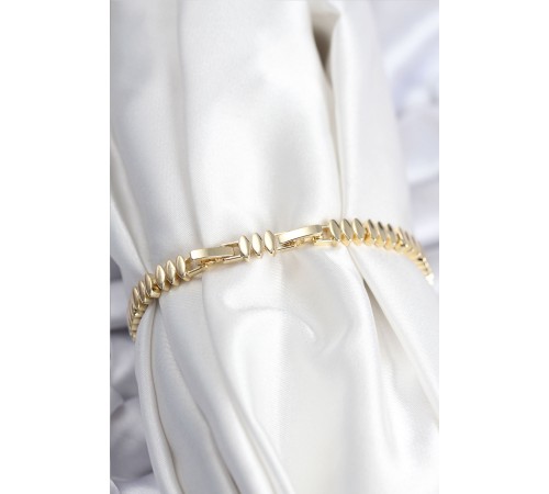 Pirinç VIP Seri Gold Renk Zirkon Taşlı Arpa Model Kadın Bileklik