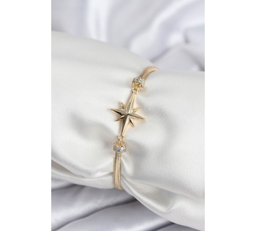 Pirinç VIP Seri Gold Renk Kutup Yıldızı Model Kadın Bileklik