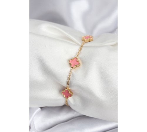 316L Çelik Gold Renk Pembe Baby Boy Yonca Kadın Bileklik