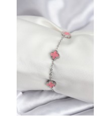 316L Çelik Gümüş Renk Pembe Baby Boy Yonca Kadın Bileklik