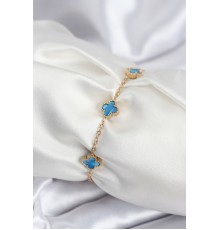 316L Çelik Gold Renk Buz Mavisi Baby Boy Yonca Kadın Bileklik