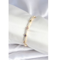 Pirinç Gold Renk Zirkon Taşlı Kadın Bileklik