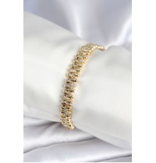 Pirinç Gold Renk Damla Model Zirkon Taşlı Kadın Bileklik