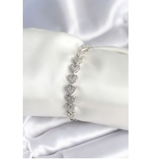 Pirinç Gümüş Renk Kalp Model Kadın Bileklik