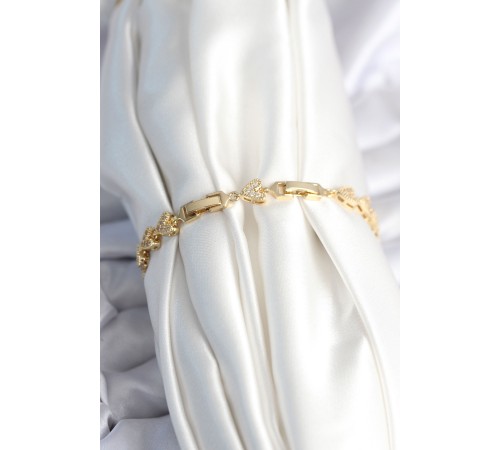 Pirinç Gold Renk Kalp Model Kadın Bileklik