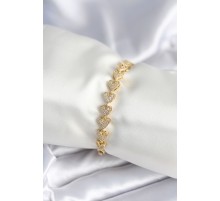 Pirinç Gold Renk Kalp Model Kadın Bileklik