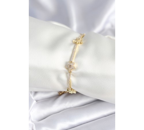 Pirinç Gold Renk Yıldız Model Kadın Bileklik