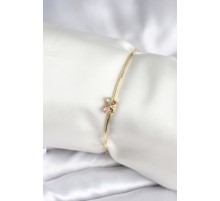 Renkli Kelebek Figür Gold Renk Pirinç Kadın Bileklik