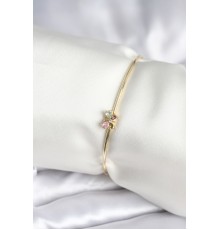 Renkli Kelebek Figür Gold Renk Pirinç Kadın Bileklik