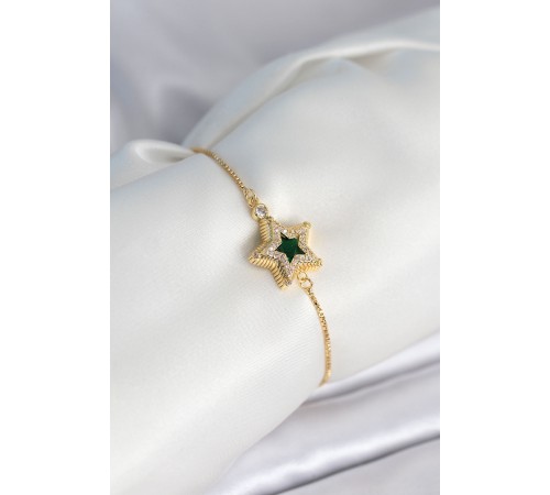 Yıldız Model Asansörlü Gold Renk Kadın Bileklik