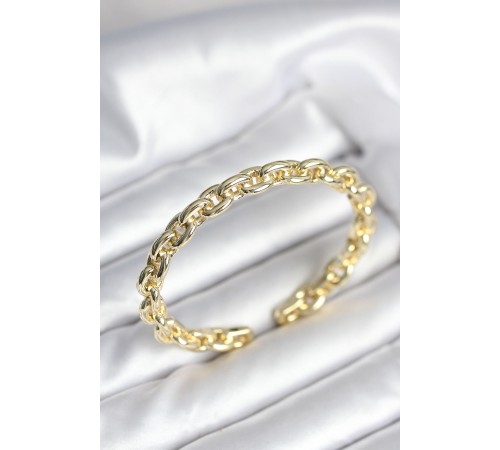 Zincir Model Gold Renk Pirinç Kadın Bileklik