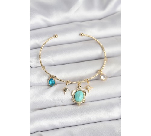 Caretta Caretta Charmlı Gold Renk Kadın Bileklik