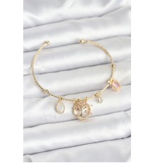 Hayat Ağacı Charmlı Gold Renk Pirinç Kadın Bileklik