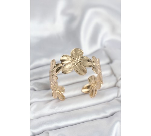 Çiçek Model Pirinç Levha Kadın Bileklik