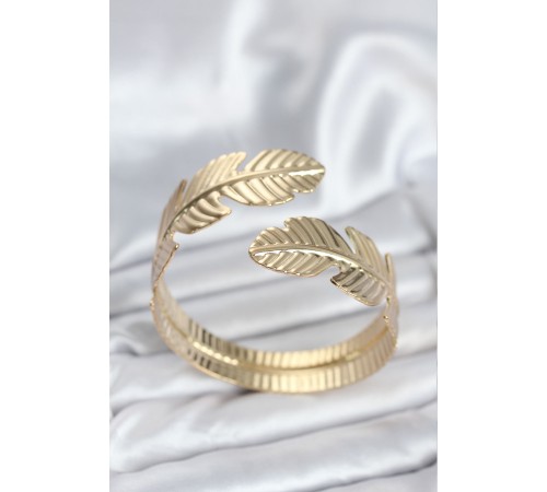 Yaprak Model Gold Renk Kadın Bileklik