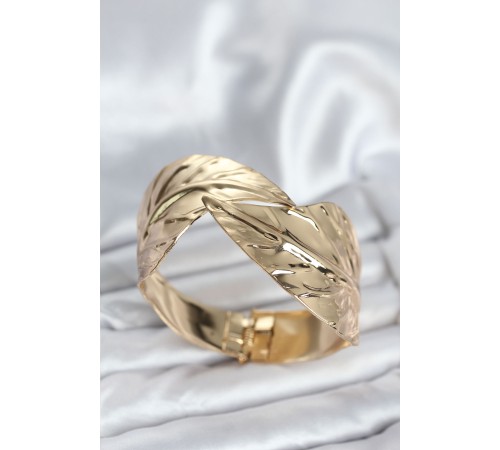 Pirinç Gold Renk Yaprak Model Kadın Bileklik