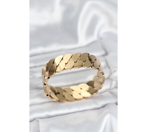 316L Çelik Gold Renk Ezme Zincir Model Kadın Kelepçe Bileklik