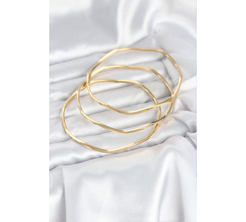 316L Çelik Gold Renk 65 mm Ajda Zikzak Model 3lü Kadın Bileklik