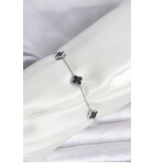 316L Çelik Gümüş Renk Siyah Baby Boy Yonca Bileklik