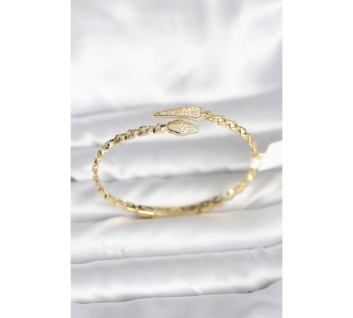 Yılan Model Pirinç Gold Renk Kadın Kelepçe Bileklik