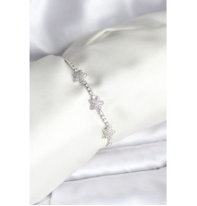 Yıldız Model Zirkon Taşlı Gümüş Renk Pirinç Su Yolu Kadın Bileklik