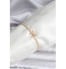 Kelebek Model Zirkon Taşlı Gold Renk Pirinç Su Yolu Kadın Bileklik