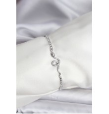 Yılan Model Zirkon Taşlı Gümüş Renk Pirinç Su Yolu Kadın Bileklik